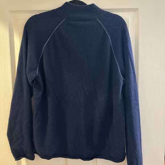 100% Cashmere Navy Quarter Zip Sweater - Picture 4 of 4